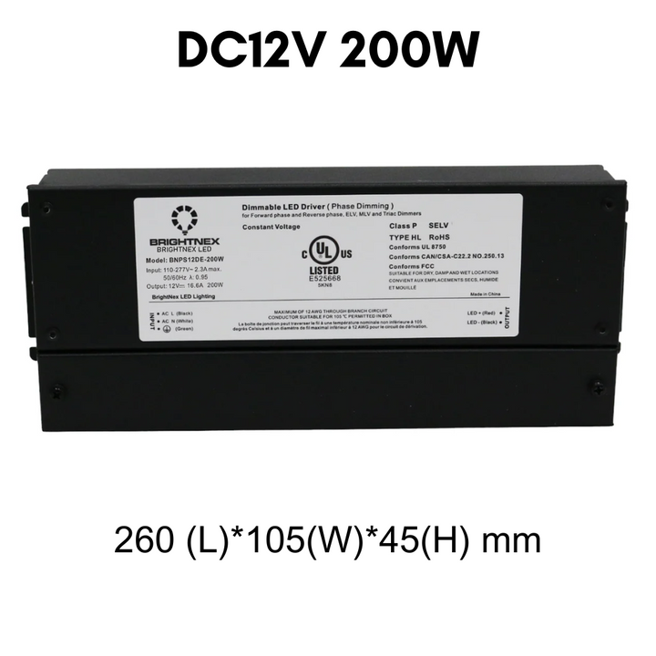 Outdoor Landscape Lighting LED 12V Low Voltage TSDC01 12V/24V DC Low Voltage Dimmable Transformers UL Listed LED Driver Outdoor Rated 12V DC 200W No Pigtail Plug