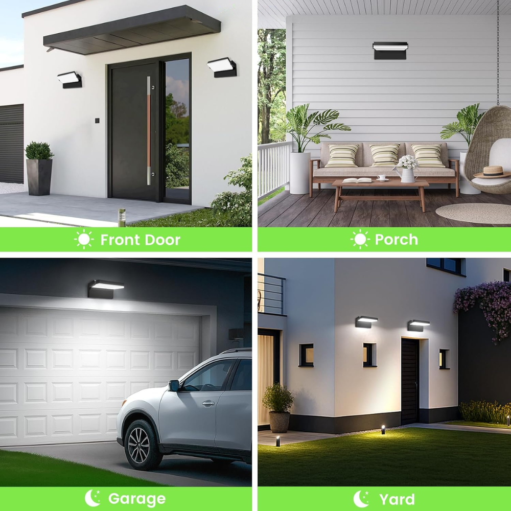 Outdoor Landscape Lighting LED 12V Low Voltage SCA05 Adjustable 20W/40W/55W 3CCT 3000K/4000K/6500K Integrated LED Wall Sconce Floodlight 9″x5.9″x4.5″ 120V Line Voltage Aluminum Wall Sconce Lighting IP65 Waterproof