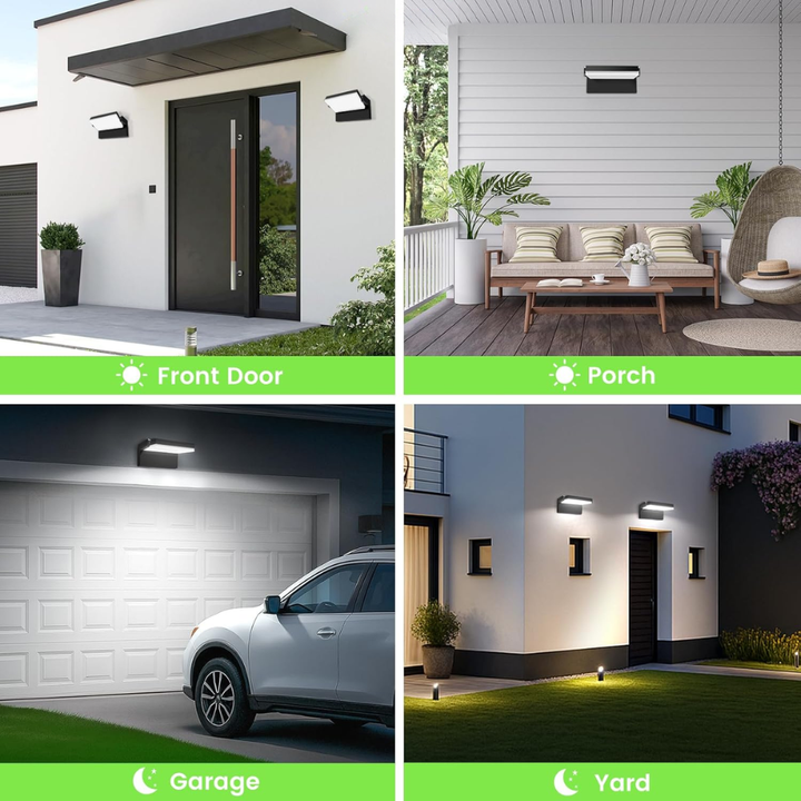Outdoor Landscape Lighting LED 12V Low Voltage SCA05 Adjustable 20W/40W/55W 3CCT 3000K/4000K/6500K Integrated LED Wall Sconce Floodlight 9″x5.9″x4.5″ 120V Line Voltage Aluminum Wall Sconce Lighting IP65 Waterproof