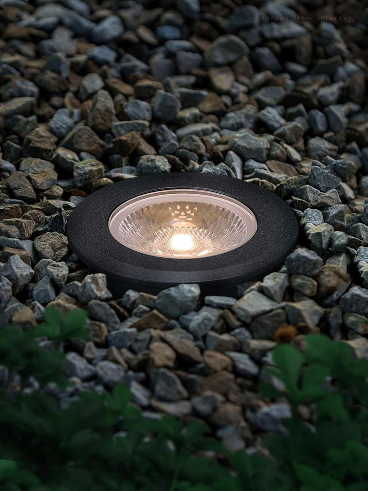 Outdoor Landscape Lighting LED 12V Low Voltage UNAL04 Essential Black Aluminum Round Surface Mount Up Lighting Integrated 3000K LED In-Ground Well Light Low Voltage Landscape Lighting