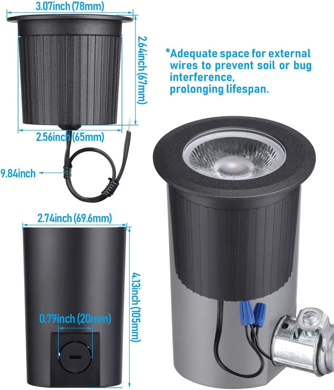 Outdoor Landscape Lighting LED 12V Low Voltage UNAL04 Essential Black Aluminum Round Surface Mount Up Lighting Integrated 3000K LED In-Ground Well Light Low Voltage Landscape Lighting
