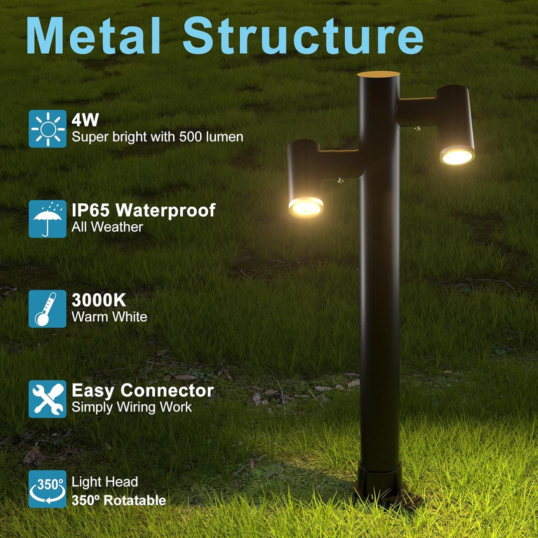Outdoor Landscape Lighting LED 12V Low Voltage ALP25 4W LED Adjustable 3000K Dual Directional Bollard Path Light Low Voltage Outdoor Landscape Lighting