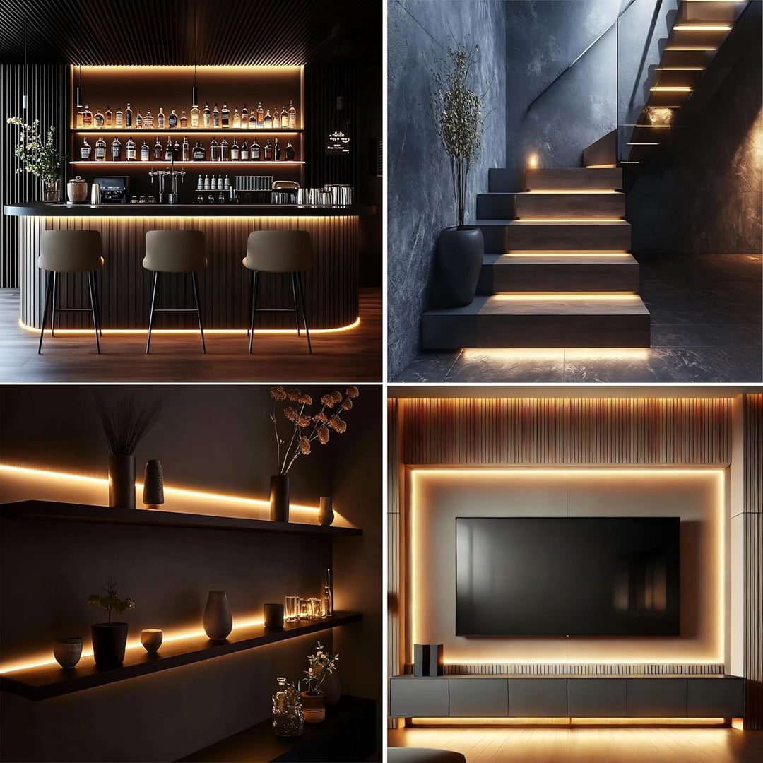 Outdoor Landscape Lighting LED 12V Low Voltage SLD24 Dotless Linear LED Dimmable, 5W/ft 16.4ft COB Strip Lights IP20 Low Voltage 10mm DC24V with Strong 3M VHB Adhesive Tape 2700K Soft White