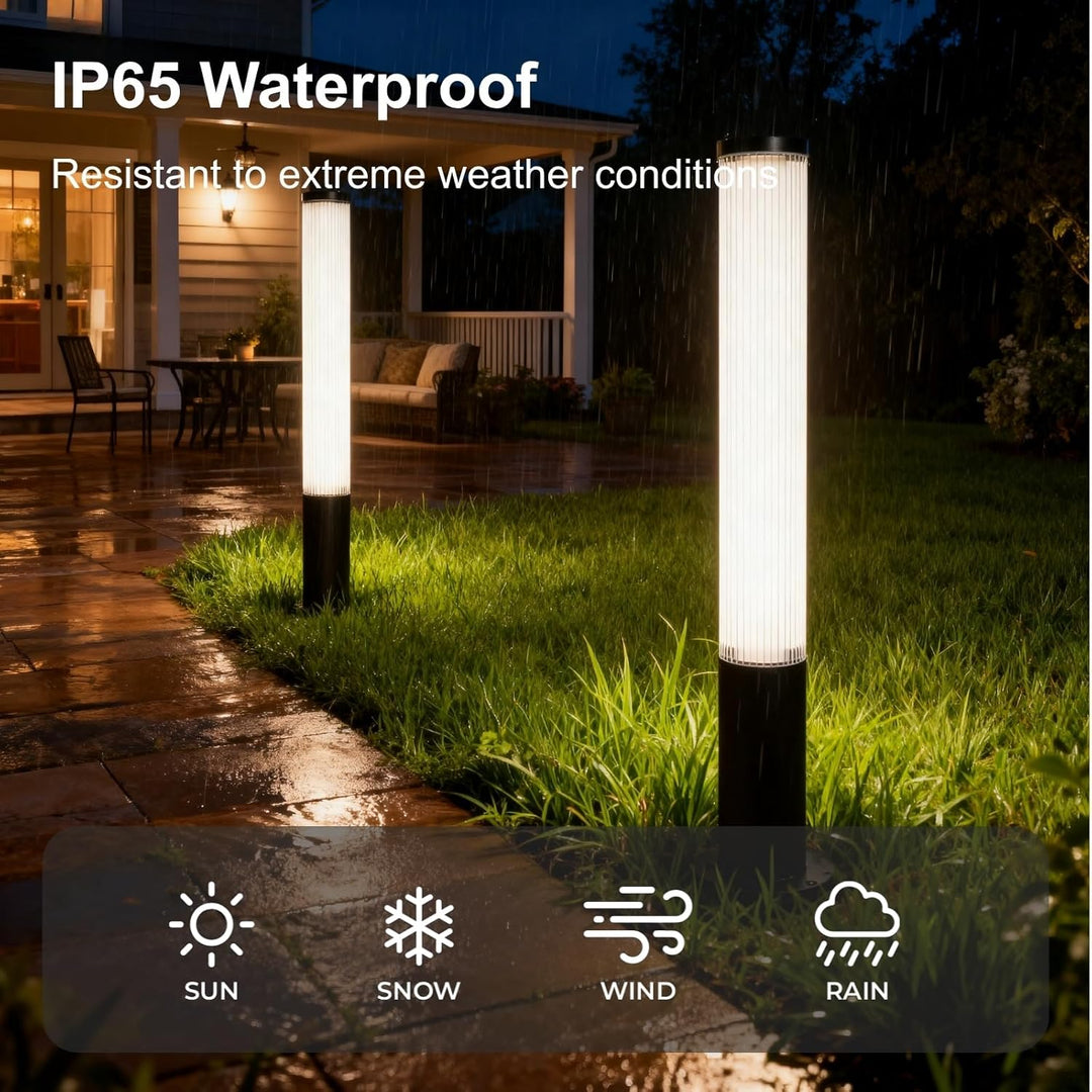 Outdoor Landscape Lighting LED 12V Low Voltage CPLA14 DC12V Low Voltage Integrated 28W 32" LED 3000K Outdoor Aluminum Ribbed Bollard Path Light Bolted Mount Base IP65 Waterproof