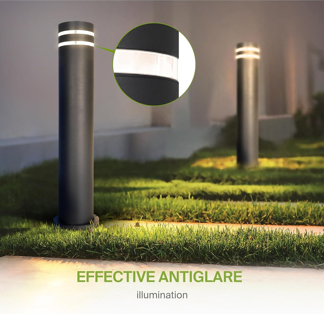 Outdoor Landscape Lighting LED 12V Low Voltage BPLA09 24" 120V Line Voltage E26 Socket Black Aluminum Round Bollard Path Light Outdoor Lighting