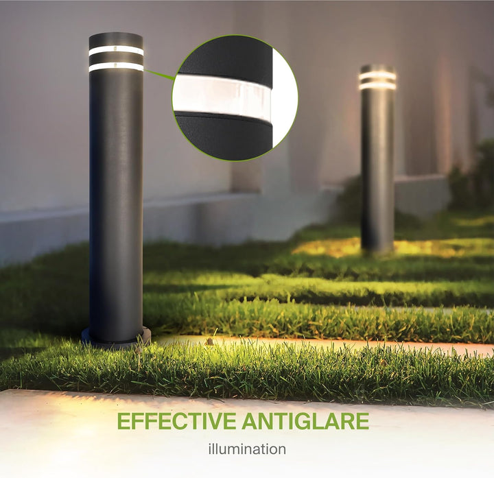 Outdoor Landscape Lighting LED 12V Low Voltage BPLA09 24" 120V Line Voltage E26 Socket Black Aluminum Round Bollard Path Light Outdoor Lighting
