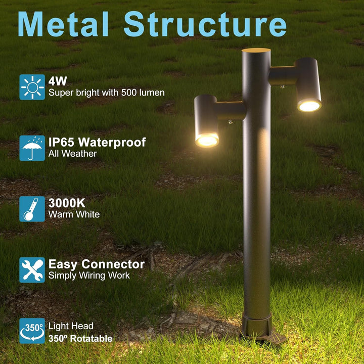 Outdoor Landscape Lighting LED 12V Low Voltage ALP25 4W LED Adjustable 3000K Dual Directional Bollard Path Light Low Voltage Outdoor Landscape Lighting
