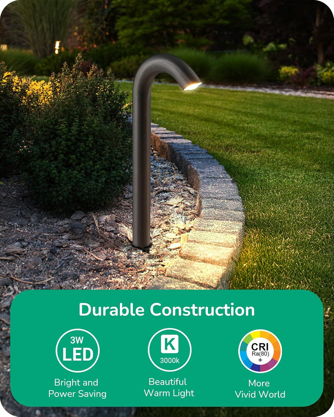 Outdoor Landscape Lighting LED 12V Low Voltage ALP22 6-Pack 3W 3000K 200LM LED Landscape Candy Cane Pathway Light Package, 12V Low Voltage Modern Path Lights