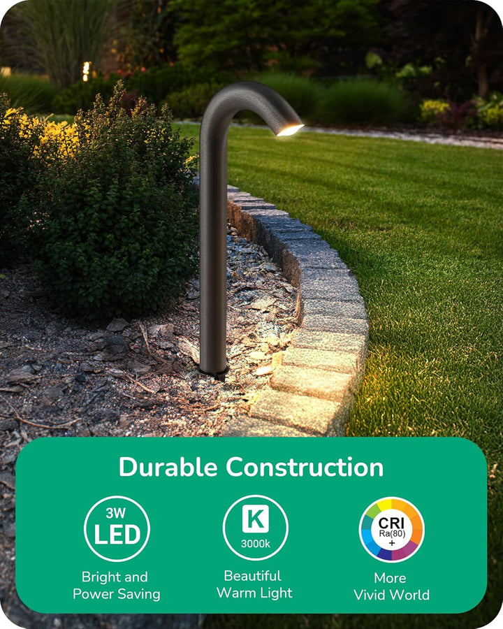 Outdoor Landscape Lighting LED 12V Low Voltage ALP22 6-Pack 3W 3000K 200LM LED Landscape Candy Cane Pathway Light Package, 12V Low Voltage Modern Path Lights