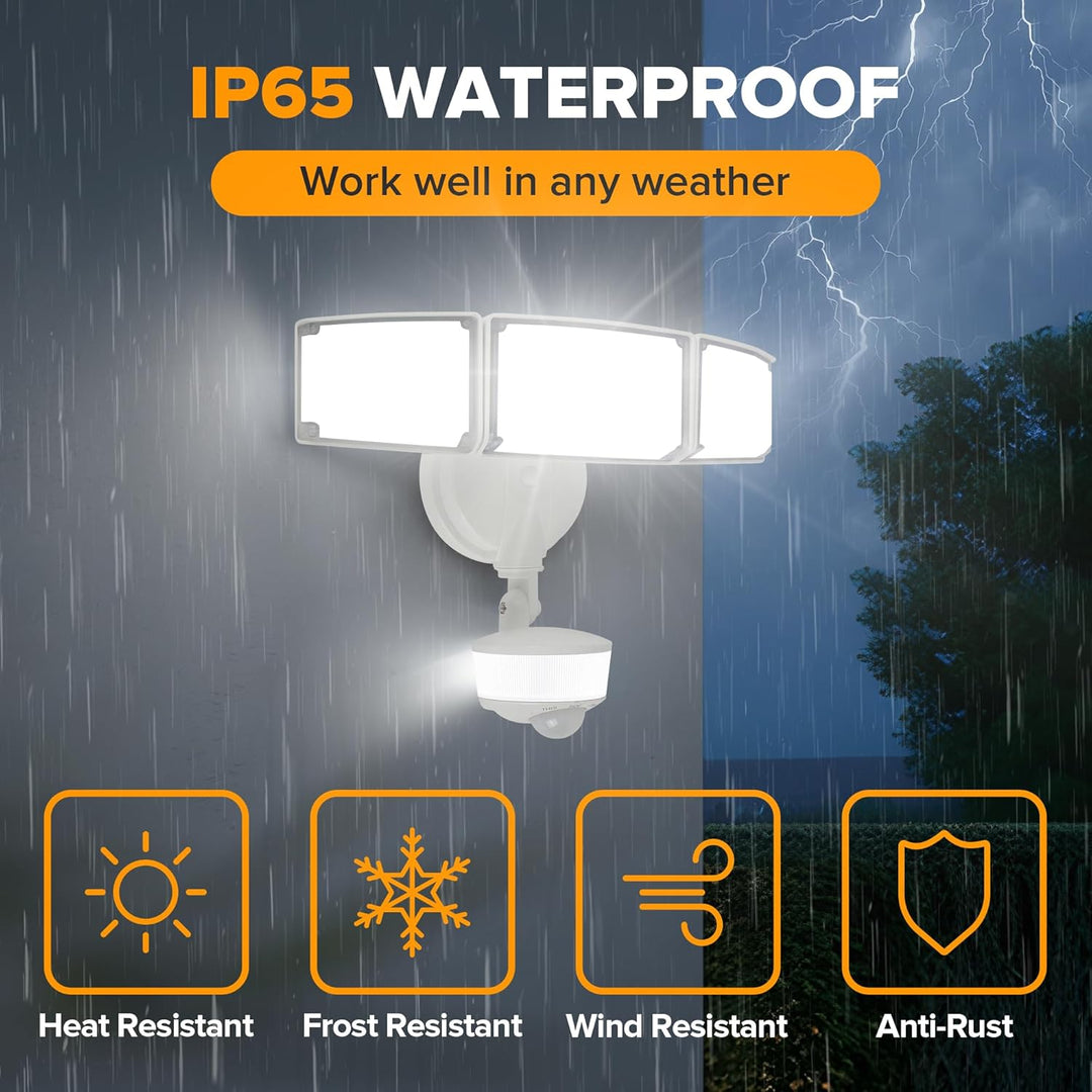 Outdoor Landscape Lighting LED 12V Low Voltage 74W Wired Outdoor LED Flood Light, 120V 5000K Motion-Sensor Security Light 8000LM, IP65