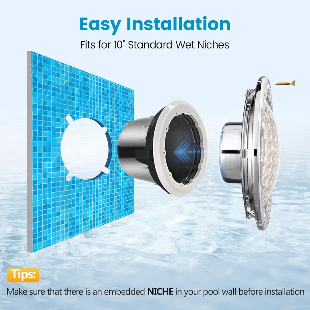 Outdoor Landscape Lighting LED 12V Low Voltage PL35 12V AC LED Stainless Steel Pool Light Jacuzzi Spa 6500K Cool White 3000LM Low Voltage Pool Light