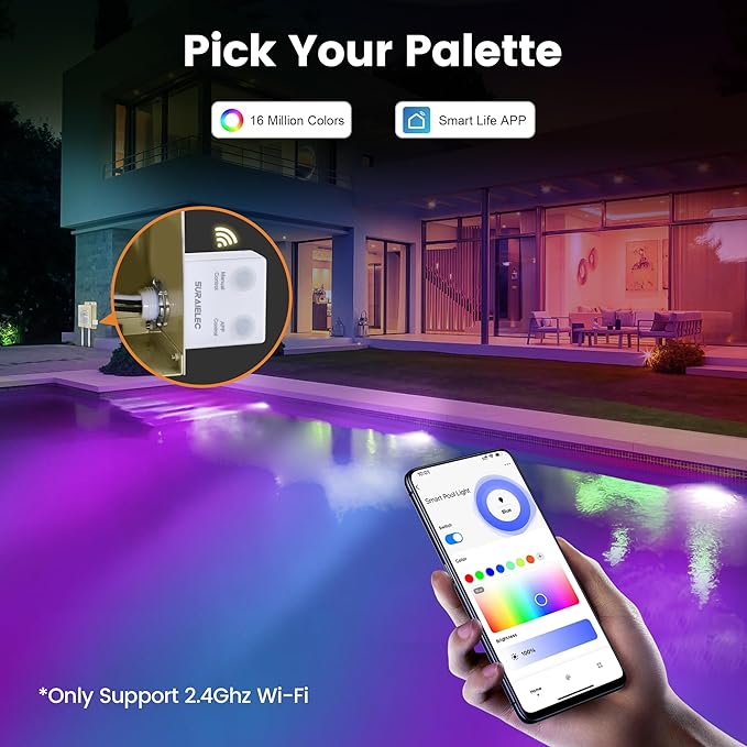 Outdoor Landscape Lighting LED 12V Low Voltage PL35 12V AC Smart LED Stainless Steel Pool Light Jacuzzi Spa RGB Color Changing Low Voltage Light, Works with Alexa, Google Assistant via Smart Life App