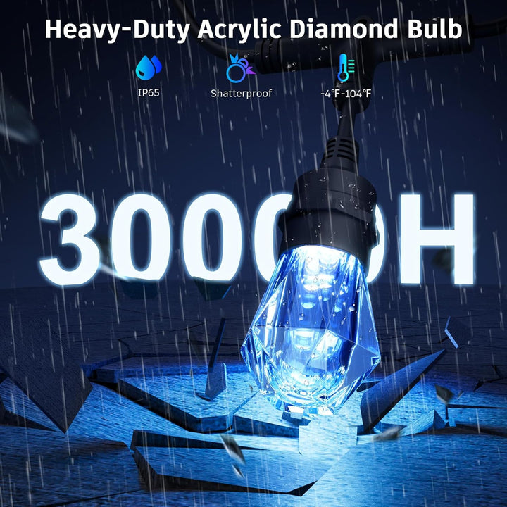 Outdoor Landscape Lighting LED 12V Low Voltage SLR103 LED RGBWIC Smart Bistro Acrylic String Lights Color Changing Outdoor Weatherproof 24V Edison Bulbs