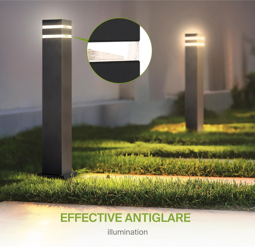 Outdoor Landscape Lighting LED 12V Low Voltage BPLA10 24" 120V Line Voltage E26 Socket Black Aluminum Square Bollard Path Light Outdoor Lighting