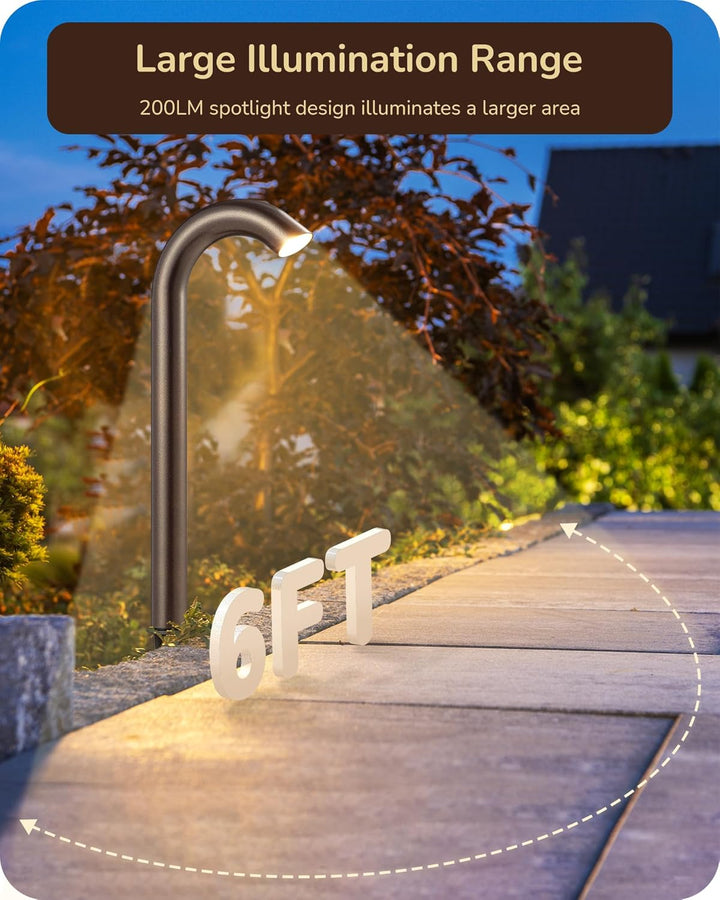 Outdoor Landscape Lighting LED 12V Low Voltage ALP22 6-Pack 3W 3000K 200LM LED Landscape Candy Cane Pathway Light Package, 12V Low Voltage Modern Path Lights