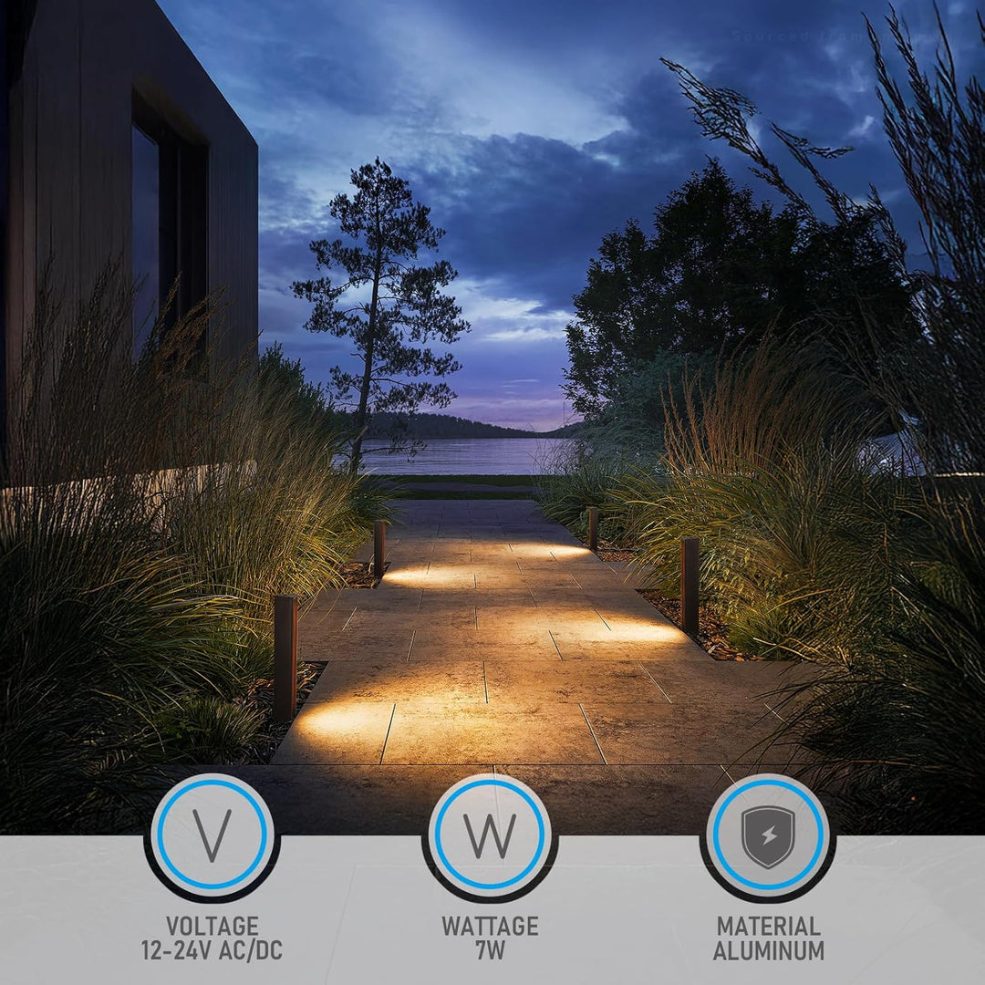 Outdoor Landscape Lighting LED 12V Low Voltage ALP54 Low Voltage Pathway Lights Package Arc-Shaped Oil-Rubbed Bronze Cast Aluminum, 7W 5CCT 12V-24V AC/DC LED Walkway Lighting IP65 Waterproof