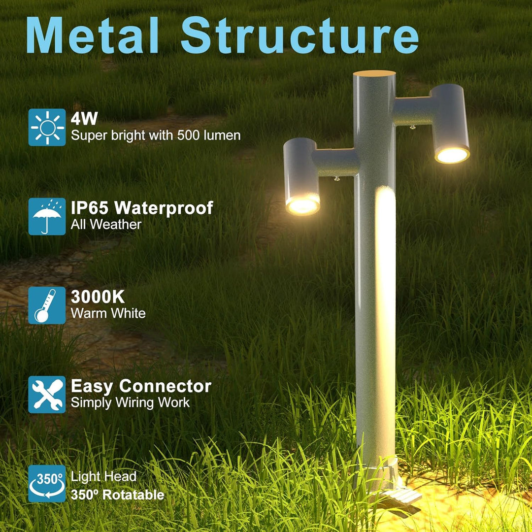Outdoor Landscape Lighting LED 12V Low Voltage ALP25 4W LED Adjustable 3000K Dual Directional Bollard Path Light Low Voltage Outdoor Landscape Lighting