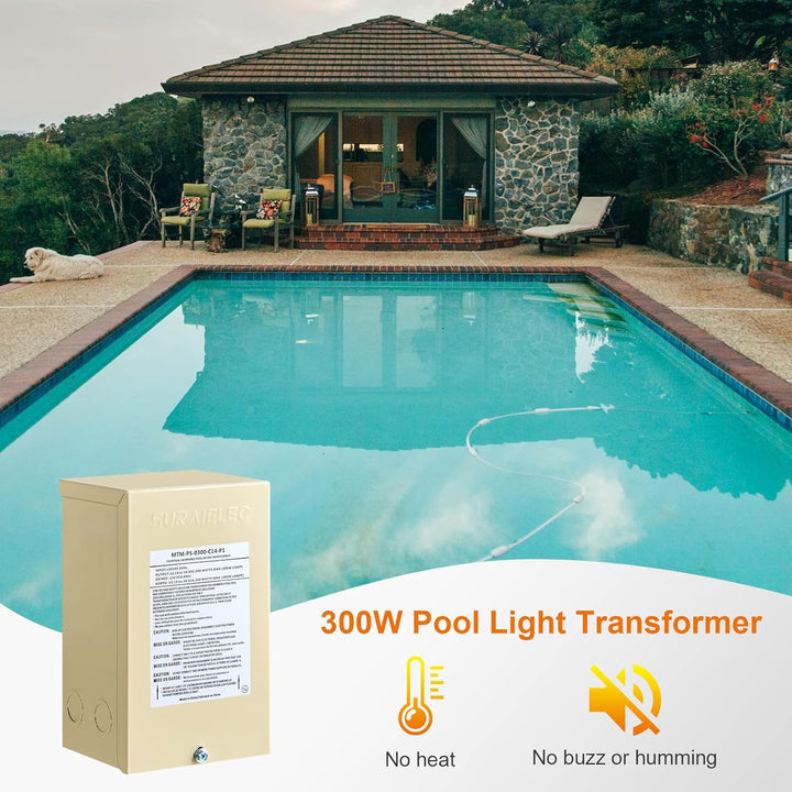 Outdoor Landscape Lighting LED 12V Low Voltage TSWP2 100W/300W AC Pool Rated 12V/13V/14V Multi-Tap, Low Voltage Outdoor Metal Transformer 100W AC