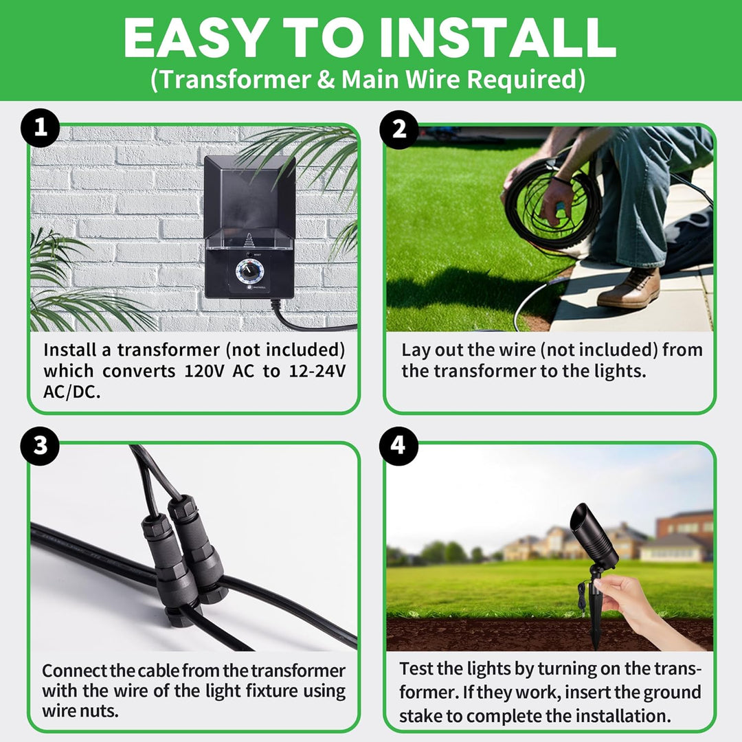 Outdoor Landscape Lighting LED 12V Low Voltage ALSR04 RGB+2700K-5000K LED Landscape Spotlights Package, 5W Low Voltage 12V Cast Aluminum Directional Outdoor Landscape Lighting IP65 Waterproof