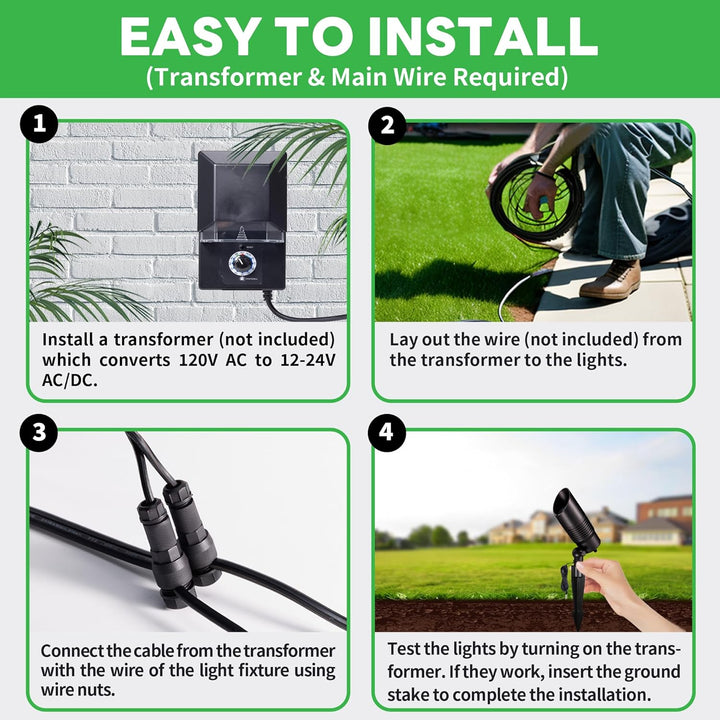 Outdoor Landscape Lighting LED 12V Low Voltage ALSR04 RGB+2700K-5000K LED Landscape Spotlights Package, 5W Low Voltage 12V Cast Aluminum Directional Outdoor Landscape Lighting IP65 Waterproof