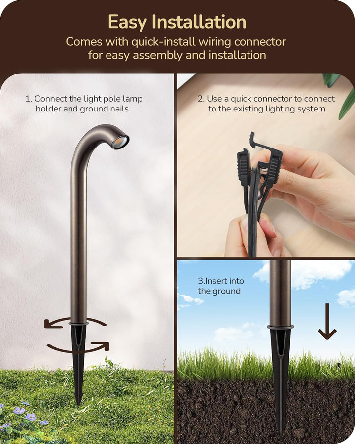 Outdoor Landscape Lighting LED 12V Low Voltage ALP22 6-Pack 3W 3000K 200LM LED Landscape Candy Cane Pathway Light Package, 12V Low Voltage Modern Path Lights