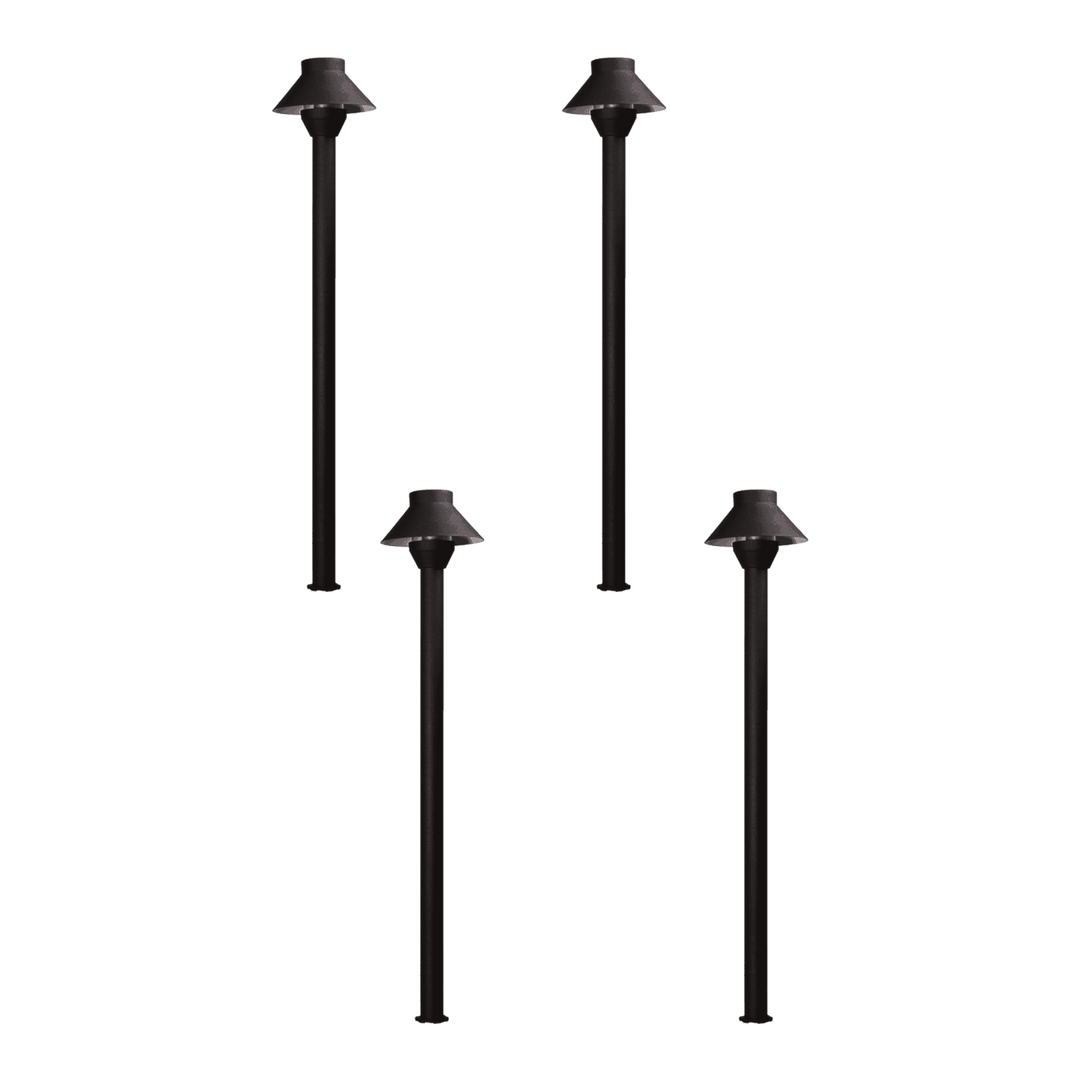 Outdoor Landscape Lighting LED 12V Low Voltage KL303 4x/8x/12x Package 12V AC/DC Aluminum Low Voltage Landscape Lighting Small Hat Mushroom Path Light 3W 2700K Bulb Black 4 Pack