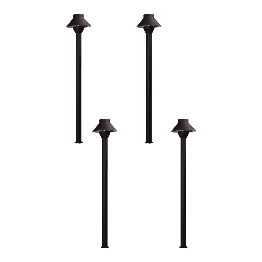 Outdoor Landscape Lighting LED 12V Low Voltage KL303 4x/8x/12x Package 12V AC/DC Aluminum Low Voltage Landscape Lighting Small Hat Mushroom Path Light 3W 2700K Bulb Black 4 Pack