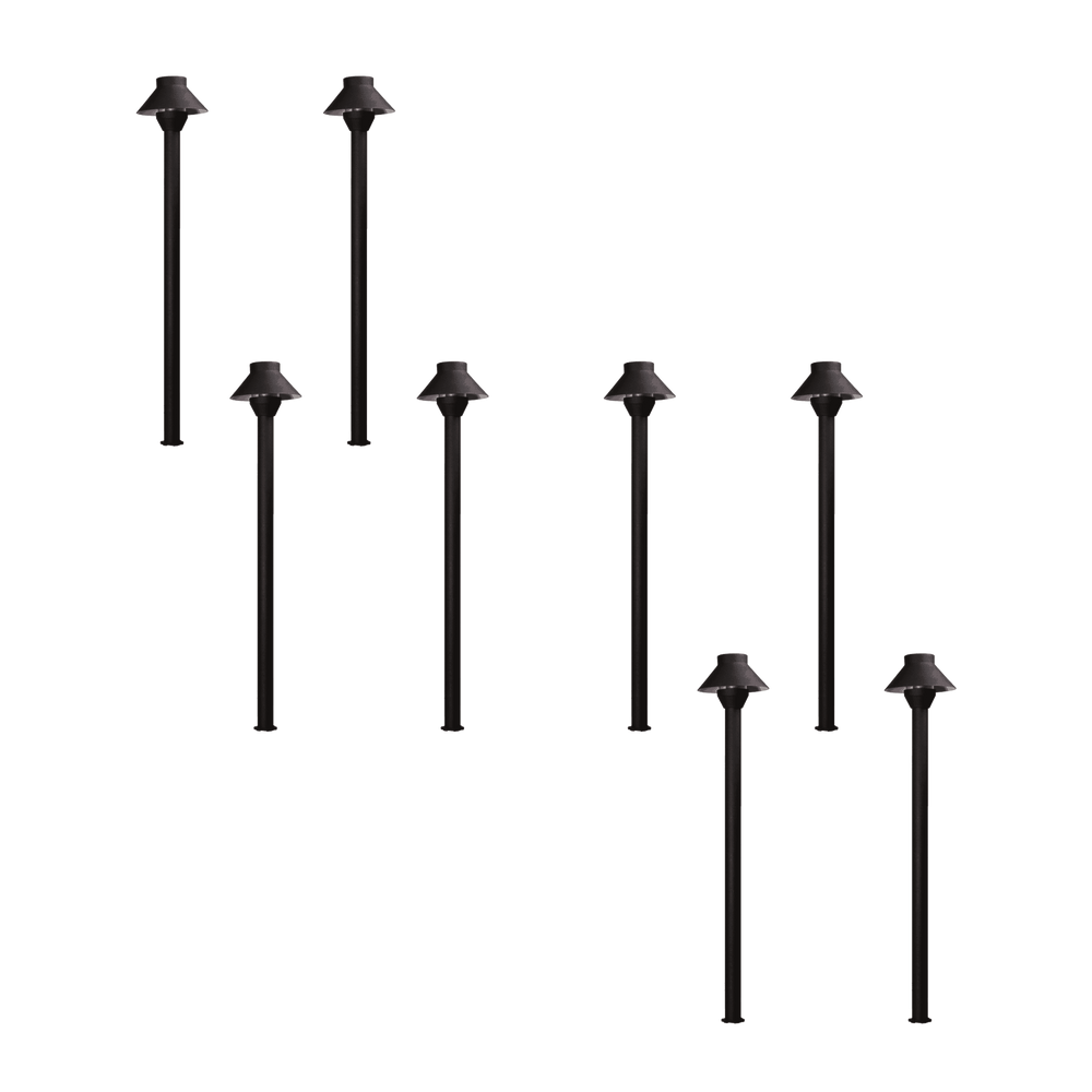 Outdoor Landscape Lighting LED 12V Low Voltage KL303 4x/8x/12x Package 12V AC/DC Aluminum Low Voltage Landscape Lighting Small Hat Mushroom Path Light 3W 2700K Bulb Black 8 Pack