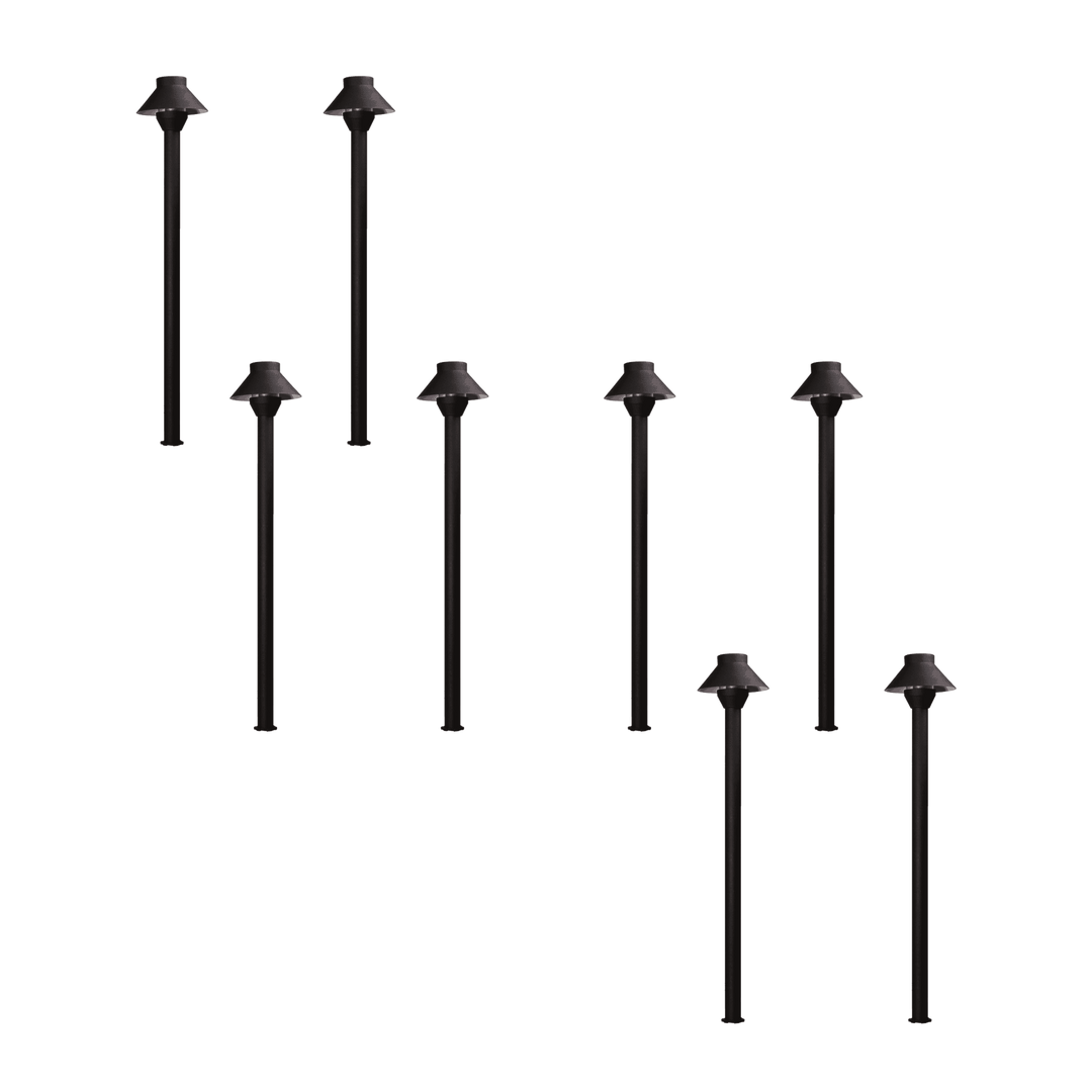 Outdoor Landscape Lighting LED 12V Low Voltage KL303 4x/8x/12x Package 12V AC/DC Aluminum Low Voltage Landscape Lighting Small Hat Mushroom Path Light 3W 2700K Bulb Black 8 Pack