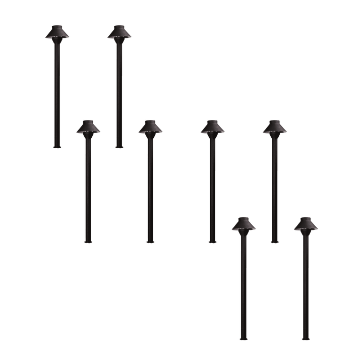 Outdoor Landscape Lighting LED 12V Low Voltage KL303 4x/8x/12x Package 12V AC/DC Aluminum Low Voltage Landscape Lighting Small Hat Mushroom Path Light 3W 2700K Bulb Black 8 Pack