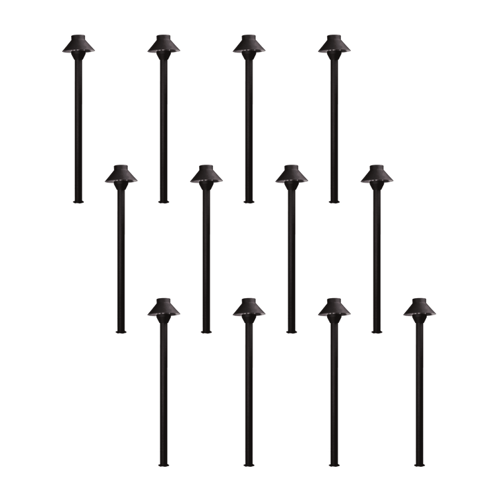 Outdoor Landscape Lighting LED 12V Low Voltage KL303 4x/8x/12x Package 12V AC/DC Aluminum Low Voltage Landscape Lighting Small Hat Mushroom Path Light 3W 2700K Bulb Black 12 Pack