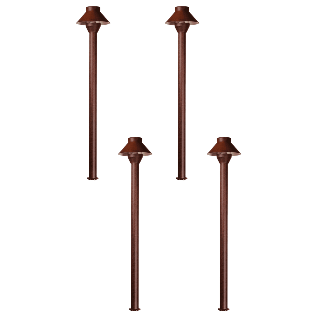 Outdoor Landscape Lighting LED 12V Low Voltage KL303 4x/8x/12x Package 12V AC/DC Aluminum Low Voltage Landscape Lighting Small Hat Mushroom Path Light 3W 2700K Bulb Brown 4 Pack