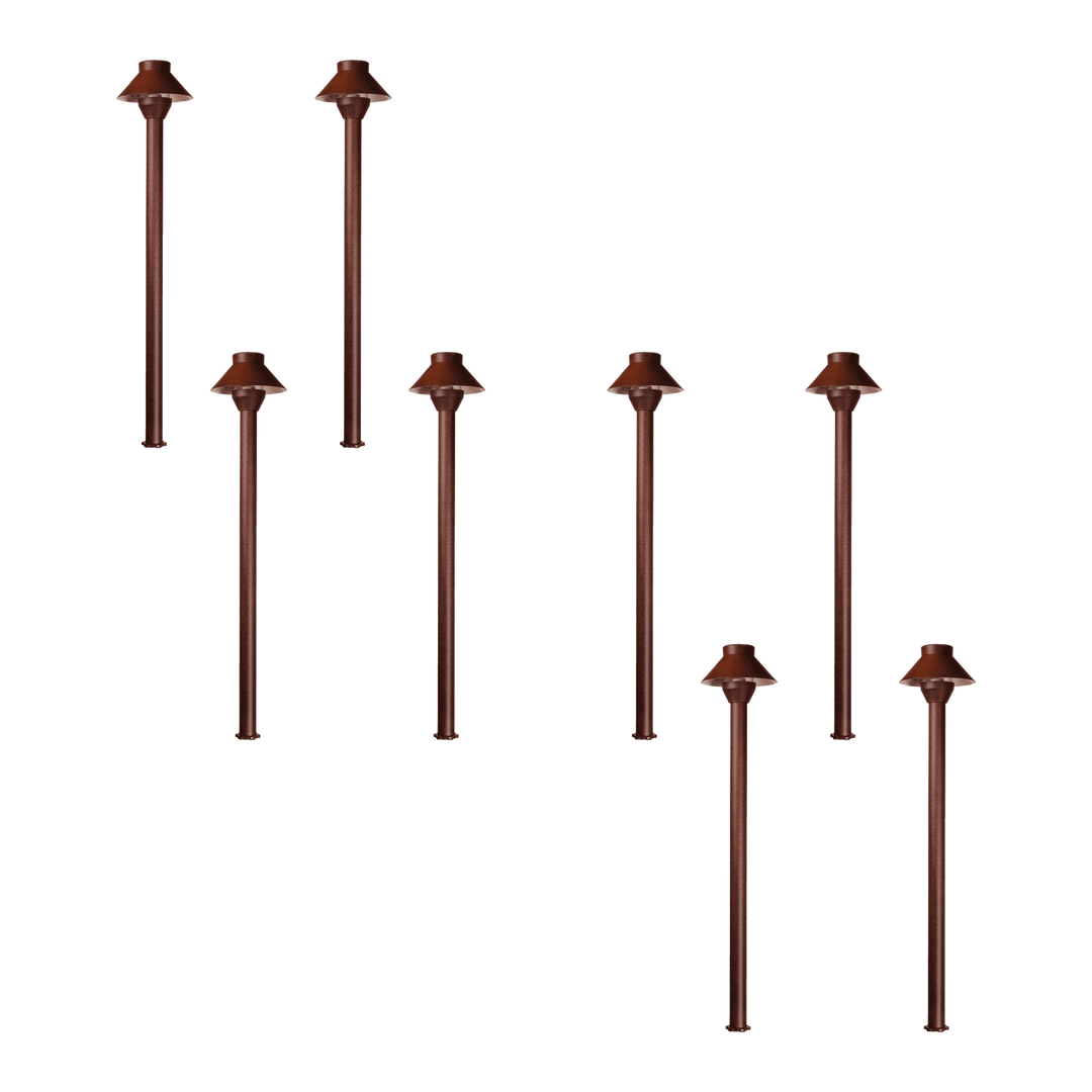Outdoor Landscape Lighting LED 12V Low Voltage KL303 4x/8x/12x Package 12V AC/DC Aluminum Low Voltage Landscape Lighting Small Hat Mushroom Path Light 3W 2700K Bulb Brown 8 Pack