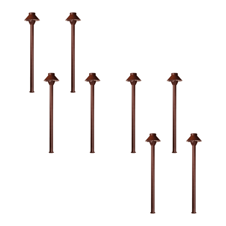 Outdoor Landscape Lighting LED 12V Low Voltage KL303 4x/8x/12x Package 12V AC/DC Aluminum Low Voltage Landscape Lighting Small Hat Mushroom Path Light 3W 2700K Bulb Brown 8 Pack