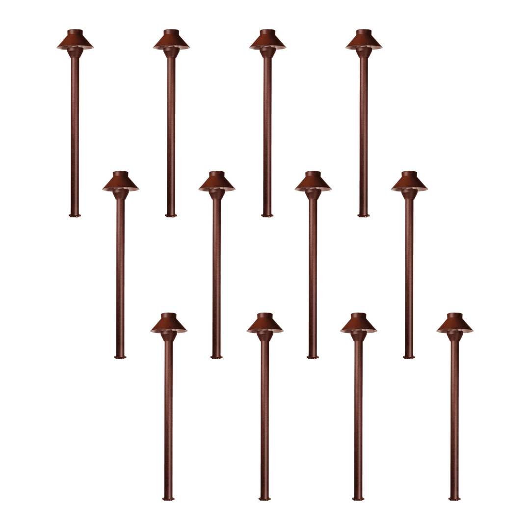 Outdoor Landscape Lighting LED 12V Low Voltage KL303 4x/8x/12x Package 12V AC/DC Aluminum Low Voltage Landscape Lighting Small Hat Mushroom Path Light 3W 2700K Bulb Brown 12 Pack