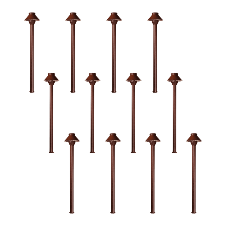 Outdoor Landscape Lighting LED 12V Low Voltage KL303 4x/8x/12x Package 12V AC/DC Aluminum Low Voltage Landscape Lighting Small Hat Mushroom Path Light 3W 2700K Bulb Brown 12 Pack