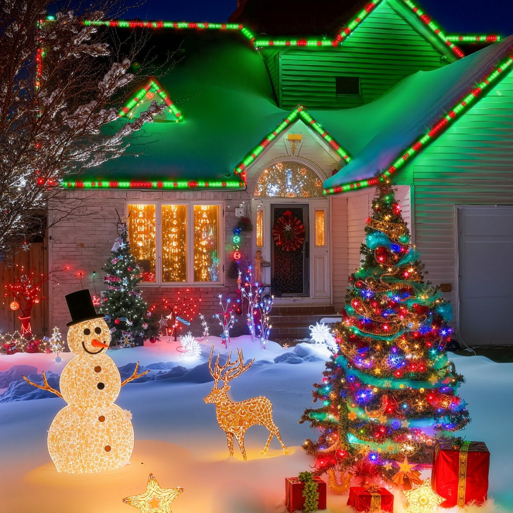 Outdoor Landscape Lighting LED 12V Low Voltage SLNR16 Dotted Neon RGBIC+CCT LED Strip Light 110V IP65 Outdoor Rated Dimmable High Voltage Flat Flexible Strip Light , Mounting Brackets, End Cap, Screws, Remote Control and Power Supply