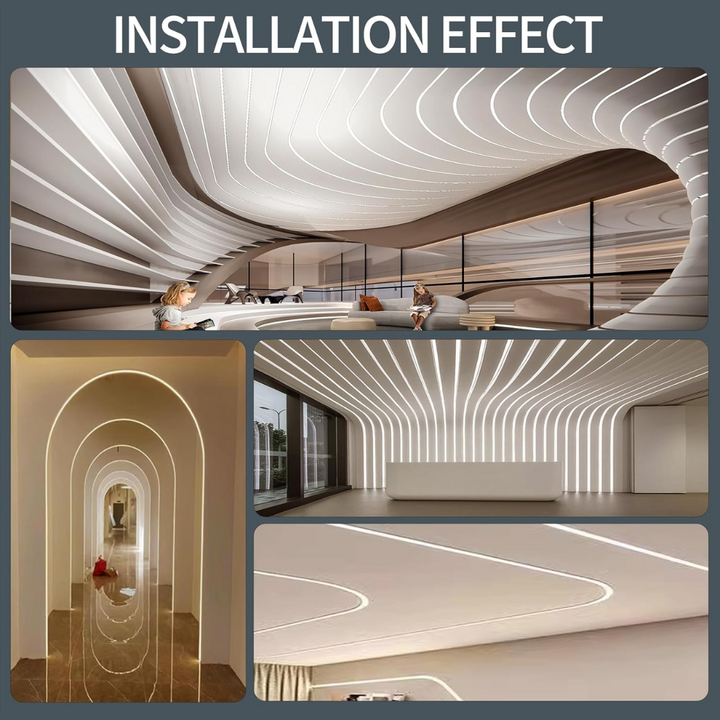 Outdoor Landscape Lighting LED 12V Low Voltage AC05 U-Shaped Drywall Trimless Recessed Flexible Track Aluminum Channel 6.6FT/2M a For Max 12mm LED Strip Lights Pack of 6 and 10
