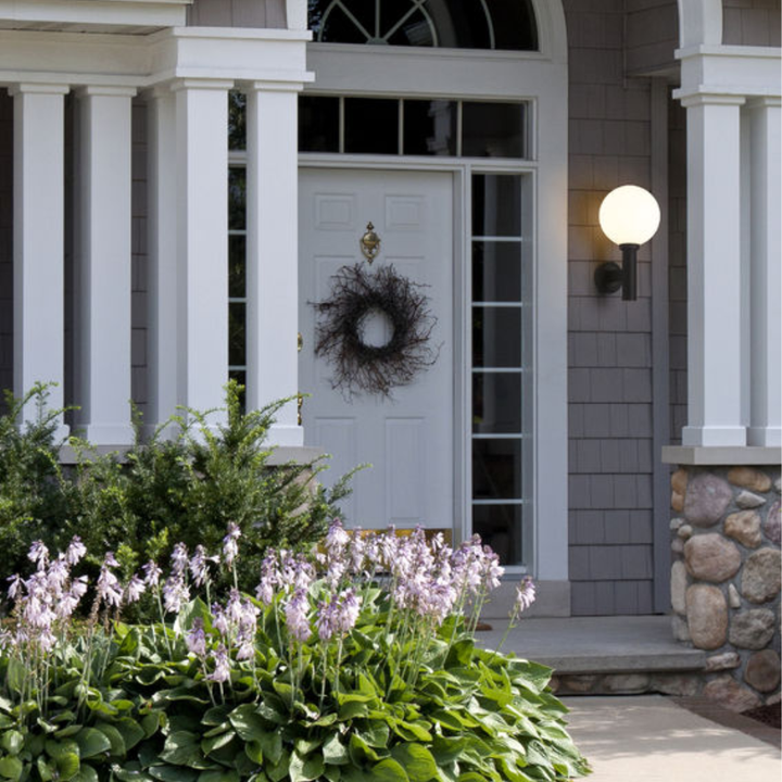 Outdoor Landscape Lighting LED 12V Low Voltage Laurent Outdoor Wall Sconce Light 1 E26 Medium Base Light Bulb Socket Outdoor Marine Grade Aluminum and Glass 12" x 13" x 22.5" Black with White Opal Finish 120V for Garden, Interior, Exterior, Garage and Patio 597B-BK