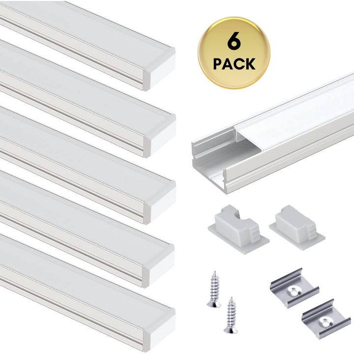 Outdoor Landscape Lighting LED 12V Low Voltage AC10 U-Shaped Aluminum Channel with Plastic or Silicone Diffuser Cover 3.3FT/1M For Max 13mm Width LED Strip Lights Pack of 6/10/20 6 Pack of 3.3ft (1M) Silver with Milky Cover