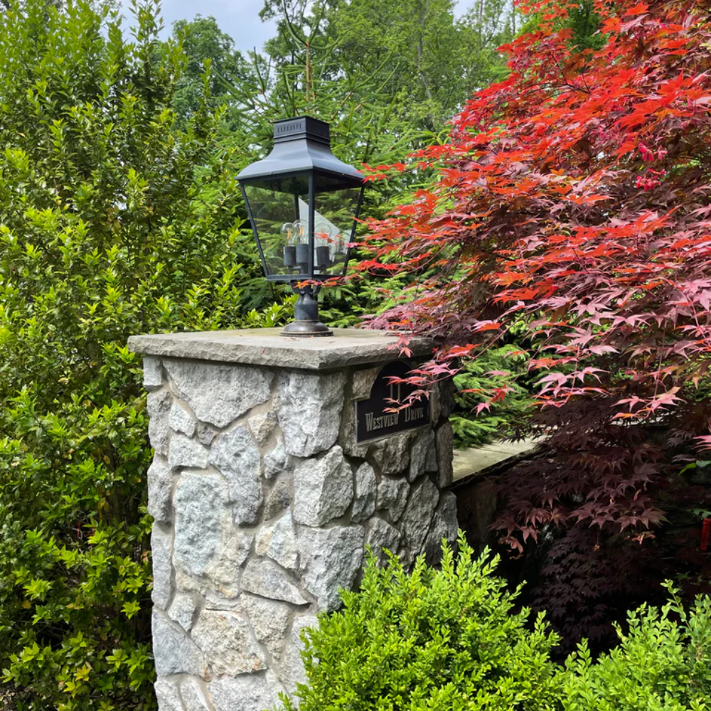 Outdoor Landscape Lighting LED 12V Low Voltage Dumont 3 Light Outdoor Post Light 12"x25" Stainless Steel and Glass Graphite Finish 120V 3 E12 Candelabra Base LED Bulb Sockets Casual Farmhouse Lantern for Patio, Garden, Exterior Posts