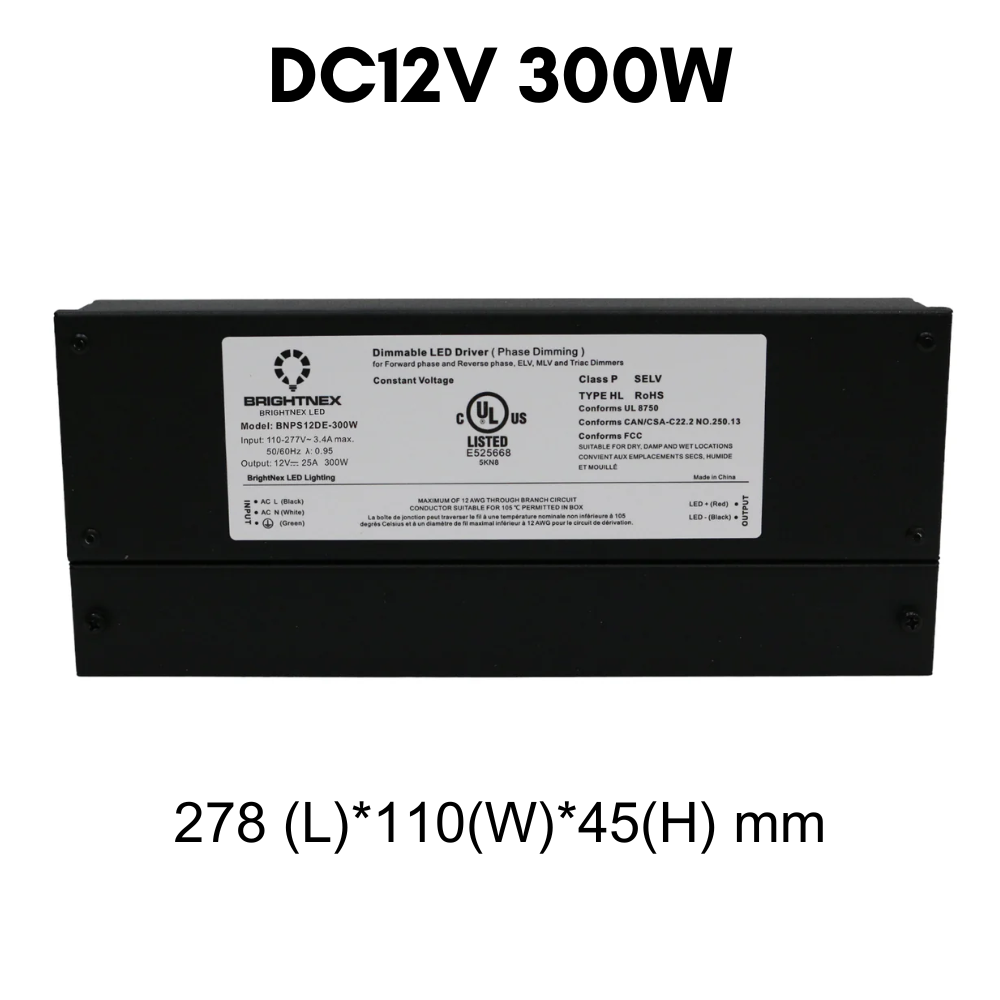 Outdoor Landscape Lighting LED 12V Low Voltage TSDC01 12V/24V DC Low Voltage Dimmable Transformers UL Listed LED Driver Outdoor Rated 12V DC 300W No Pigtail Plug