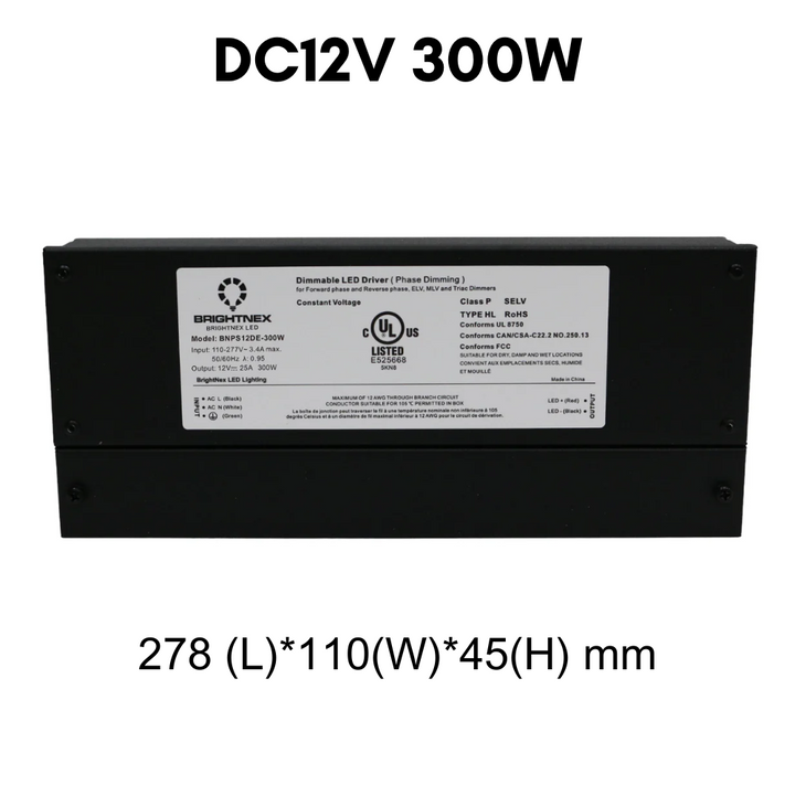Outdoor Landscape Lighting LED 12V Low Voltage TSDC01 12V/24V DC Low Voltage Dimmable Transformers UL Listed LED Driver Outdoor Rated 12V DC 300W No Pigtail Plug
