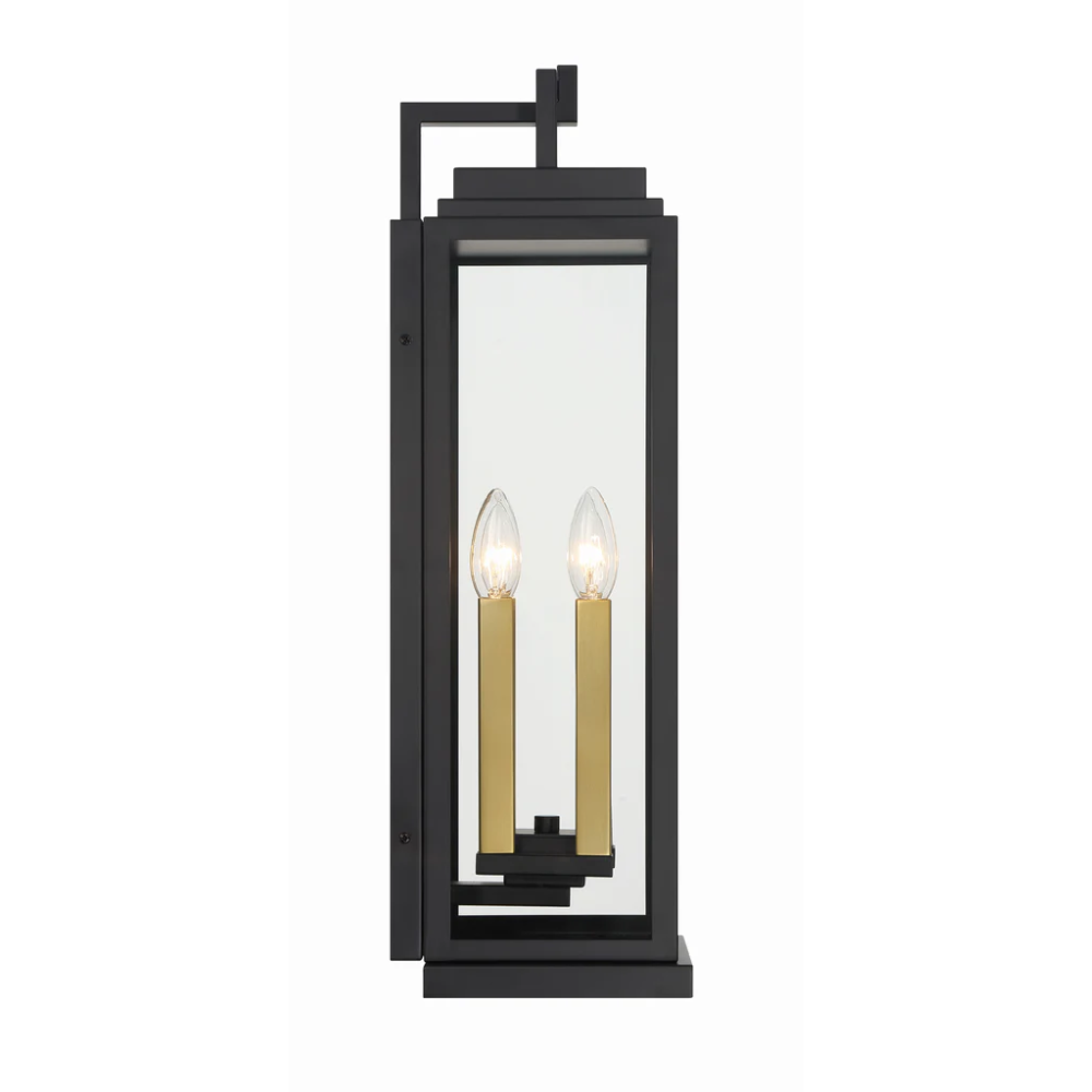 Outdoor Landscape Lighting LED 12V Low Voltage Aspen 4 Light Outdoor Sconce 7.75"x22.5" Stainless Steel and Clear Glass Matte Black Finish 120V 4 E12 Candelabra Base LED Bulb Sockets for Patio, Garden, Exterior Walls