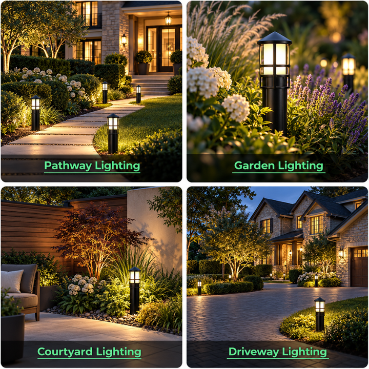 Outdoor Landscape Lighting LED 12V Low Voltage ALP56 4W 12V AC/DC Low Voltage Cast Aluminum LED Bollard Pathway Lights Package – Outdoor Landscape Walkway & Garden Lighting