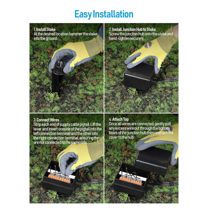 Outdoor Landscape Lighting LED 12V Low Voltage 10-Way Low Voltage Landscape Lighting Junction Box - 12V/15V Multi-Zone Wire Hub for 9-21 AWG Cable