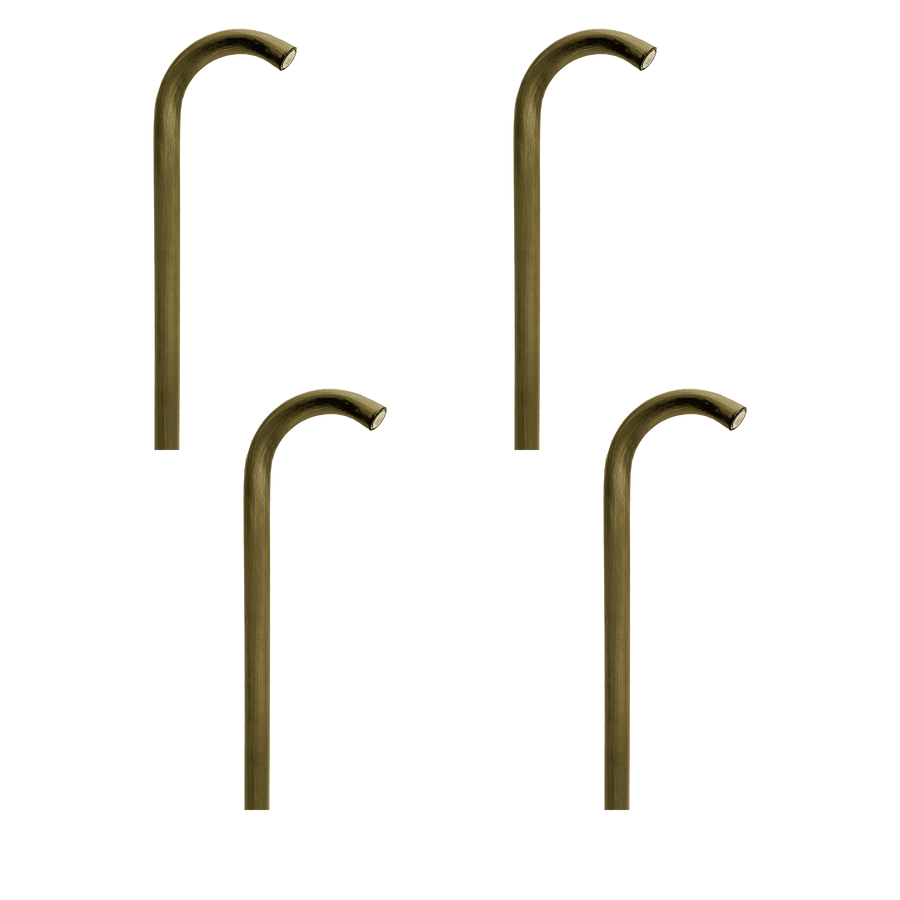 Outdoor Landscape Lighting LED 12V Low Voltage PLB21 4x/8x/12x Package Cast Brass 3W 3000K Warm White Integrated LED Cane Style Curved 12V Low Voltage Pathway Light Natural Brass 4 Pack