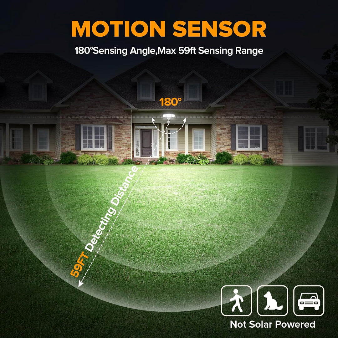 Outdoor Landscape Lighting LED 12V Low Voltage 74W Wired Outdoor LED Flood Light, 120V 5000K Motion-Sensor Security Light 8000LM, IP65