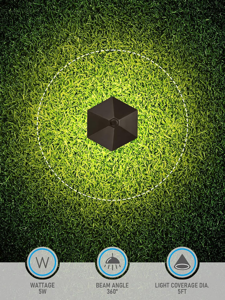 Outdoor Landscape Lighting LED 12V Low Voltage CDPAL03 Ombrello Spigoloso LED Landscape 3CCT Pathway Lights, 3000K/4000K/5000K, 5W 12-24V AC/DC Low Voltage Oil-Rubbed Bronze Hexagonal Outdoor Landscape Lighting