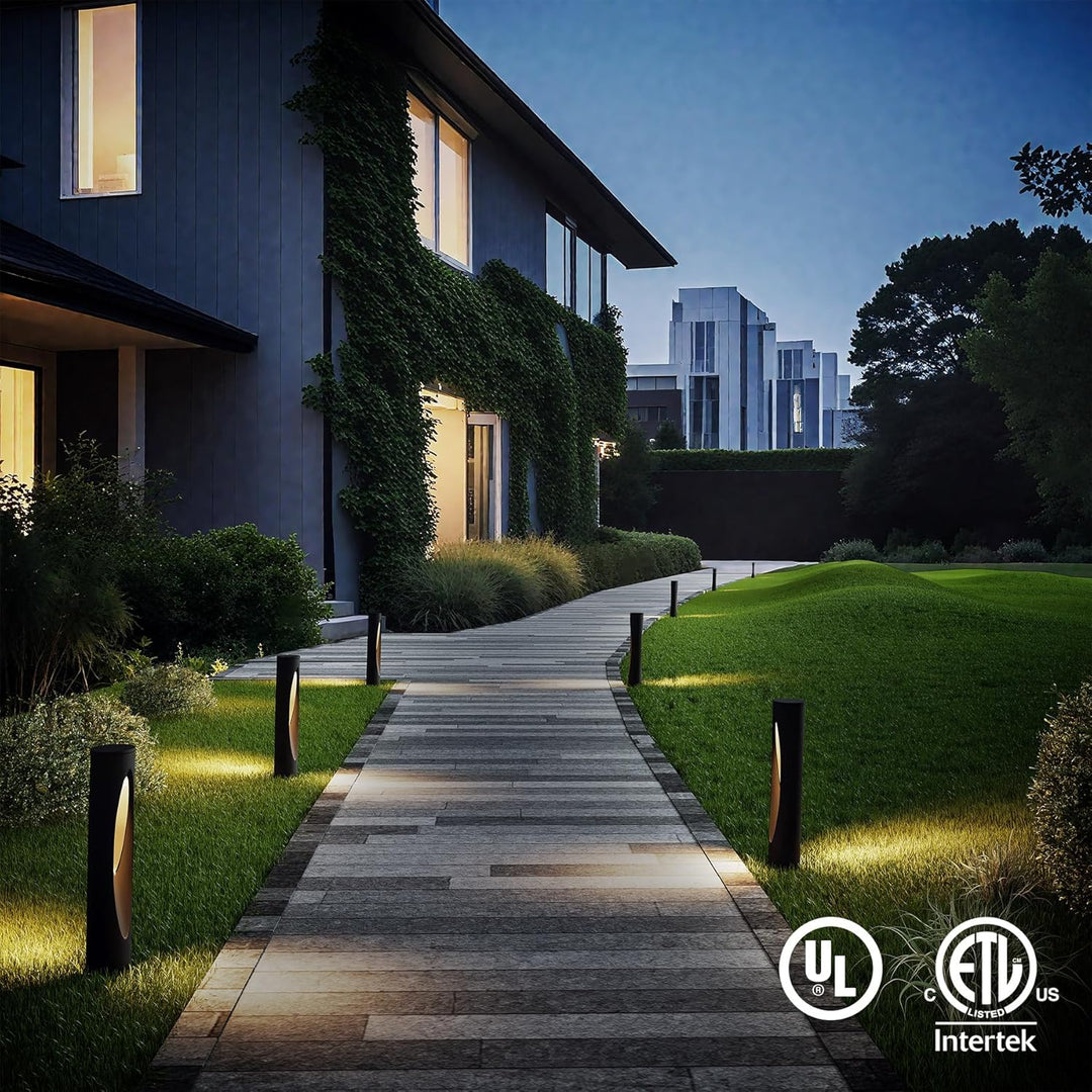 Outdoor Landscape Lighting LED 12V Low Voltage ALP52 6- and 12-Pack LED Landscape Pathway Lights Package, 3000K Warm White 4.8W Low Voltage 12V-24V AC/DC Black Bollard Outdoor Landscape Lighting IP65 Waterproof